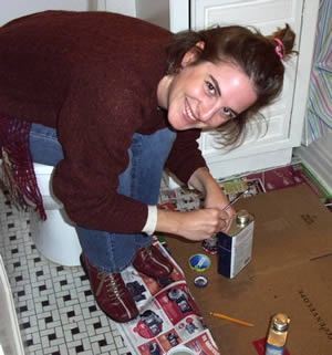 Talullah trying to open the damn can