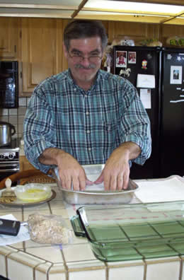 dad mnaking the baclava